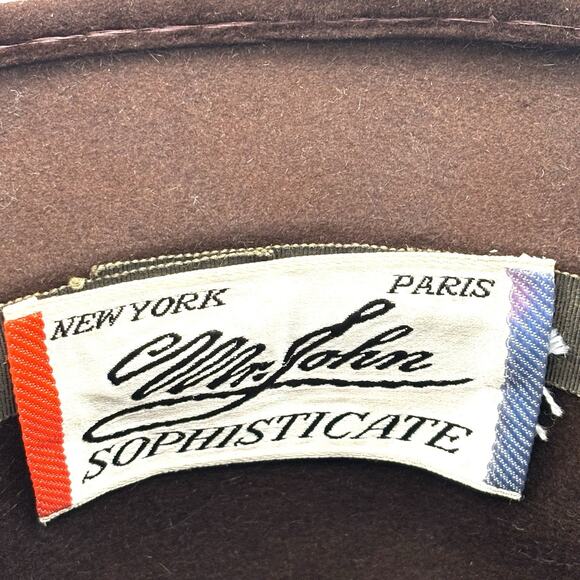 True Vintage 50s Wool Cloche With Velvet Trim Brown Mr John Sophisticates VTG main image 7